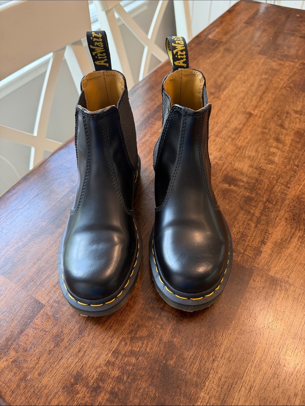 Dr. Martens Kids Black Chelsea Boots with Yellow Stitching